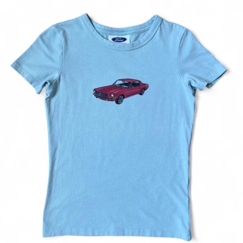 Blue Ford Mustang Graphic Baby Tee